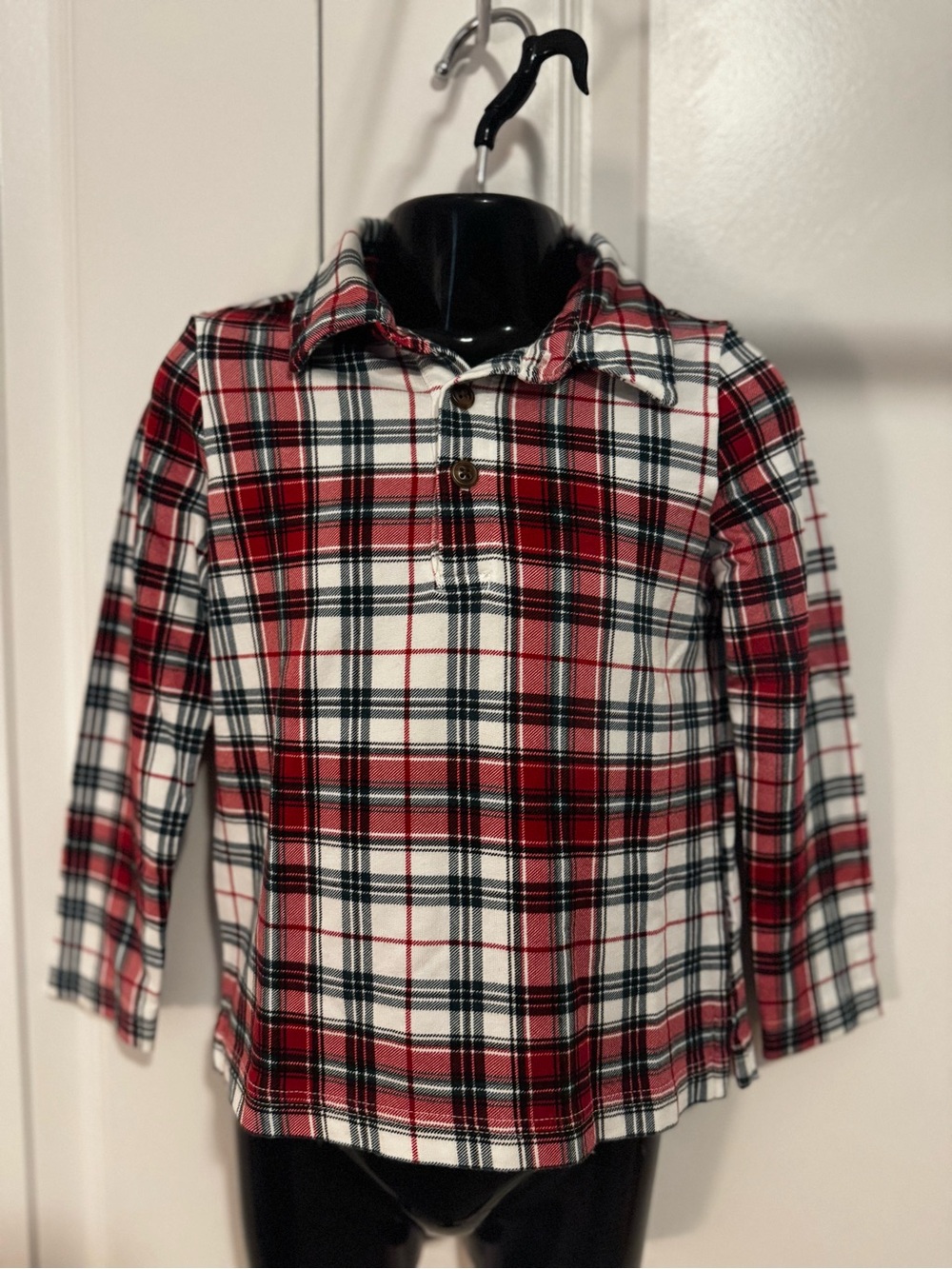 Little Sleepies Classic Red Plaid Long-Sleeve Polo Shirt